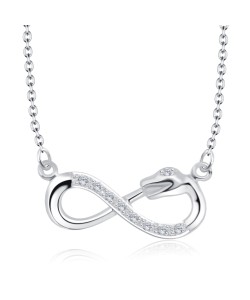 Infinity and Snake Crystal CZs Silver Necklace SPE-2464