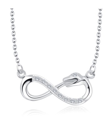 Infinity and Snake Crystal CZs Silver Necklace SPE-2464