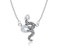 Black Snake and Crystal CZs Silver Necklace SPE-2465
