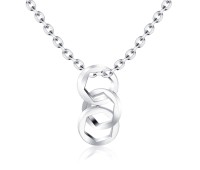 Three Rings with Hexagon Inside Silver Necklace SPE-2467