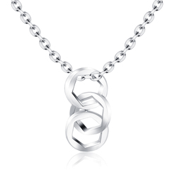 Three Rings with Hexagon Inside Silver Necklace SPE-2467