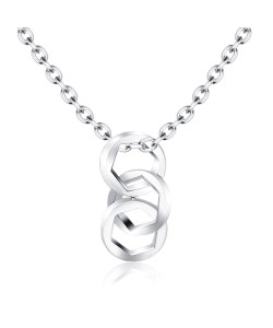 Three Rings with Hexagon Inside Silver Necklace SPE-2467