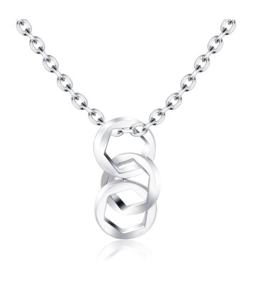 Three Rings with Hexagon Inside Silver Necklace SPE-2467