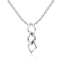 Three Square Rings Silver Necklace SPE-2469