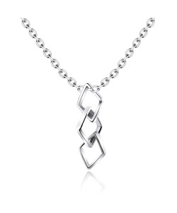 Three Square Rings Silver Necklace SPE-2469