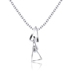 Three Triangle Rings Silver Necklace SPE-2470