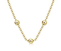 Gold Plated Tiny 3mm Balls Silver Necklace SPE-2476-GP