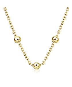 Gold Plated Tiny 3mm Balls Silver Necklace SPE-2476-GP