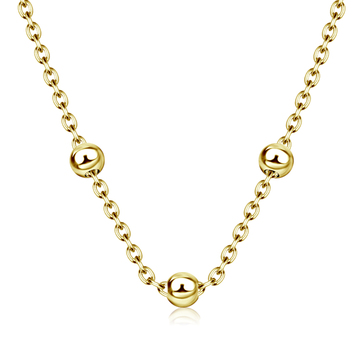 Gold Plated Tiny 3mm Balls Silver Necklace SPE-2476-GP