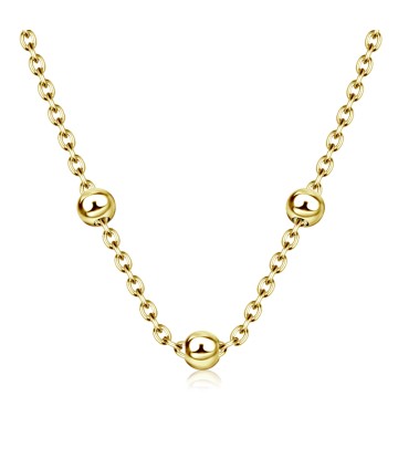 Gold Plated Tiny 3mm Balls Silver Necklace SPE-2476-GP