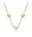 White Pearl and 3mm Balls Silver Necklace SPE-2477