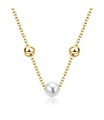 White Pearl and 3mm Balls Silver Necklace SPE-2477