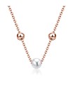 White Pearl and 3mm Balls Silver Necklace SPE-2477
