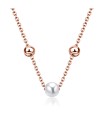 White Pearl and 3mm Balls Silver Necklace SPE-2477