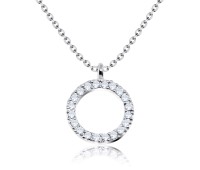 Circle CZ Pendant Silver Necklace SPE-2499
