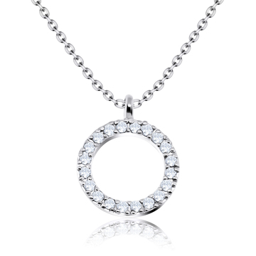 Circle CZ Pendant Silver Necklace SPE-2499