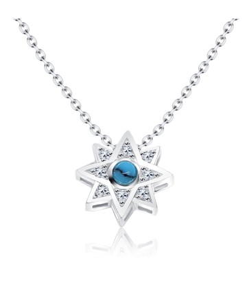Cute Star with Turquoise Silver Necklace SPE-2871
