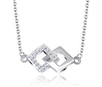 Lovely Crystal Shaped Silver Necklace SPE-2872