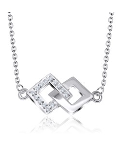 Lovely Crystal Shaped Silver Necklace SPE-2872