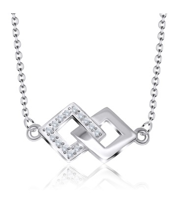 Lovely Crystal Shaped Silver Necklace SPE-2872