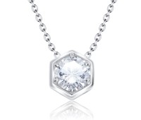 Lovely Round Crystal Silver Necklace SPE-2876