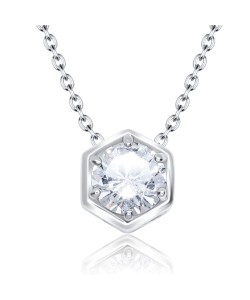 Lovely Round Crystal Silver Necklace SPE-2876