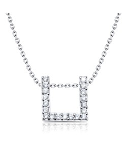 ฺSquare with Crystal Shaped Silver Necklace SPE-2878