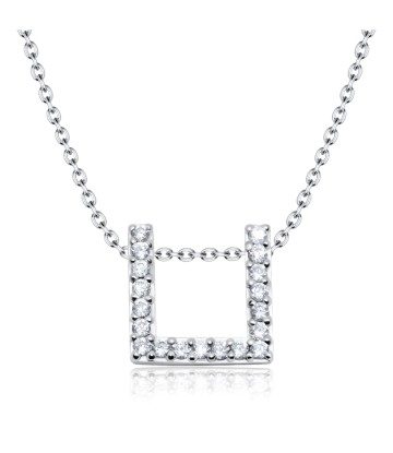 ฺSquare with Crystal Shaped Silver Necklace SPE-2878