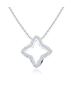 Beautiful Crystal Stars Silver Necklace SPE-2886