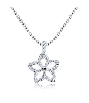 Beautiful Crystal Flower Silver Necklace SPE-2887