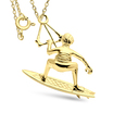 1 Micron Gold Plated Surfboard Silver Necklaces SPE-3946-GP