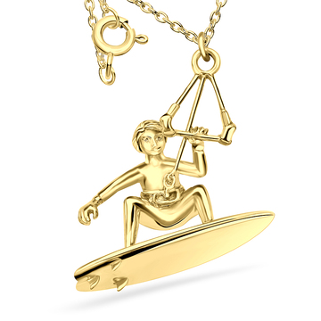 1 Micron Gold Plated Surfboard Silver Necklaces SPE-3946-GP