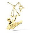 1 Micron Gold Plated Surfboard Silver Necklaces SPE-3947-GP