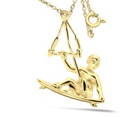 1 Micron Gold Plated Surfboard Silver Necklaces SPE-3947-GP