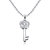 Flower Key Designed Silver Necklace SPE-4094