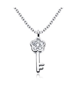 Flower Key Designed Silver Necklace SPE-4094