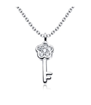 Flower Key Designed Silver Necklace SPE-4094