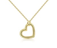 Gold Plated Heart Shaped Silver Necklaces SPE-737-GP