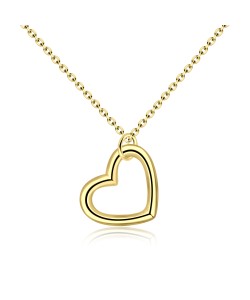 Gold Plated Heart Shaped Silver Necklaces SPE-737-GP