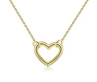 Gold Plated Heart Silver Necklaces SPE-737D-GP
