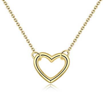 Gold Plated Heart Silver Necklaces SPE-737D-GP
