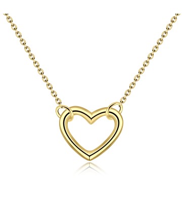 Gold Plated Heart Silver Necklaces SPE-737D-GP