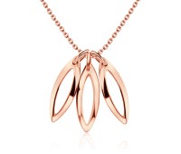 Rose Gold Plated Triple Leaf Shaped Silver Necklace SPE-741-RO-GP
