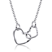 Rhodium Plated Hearts Necklaces SPE-815-RP