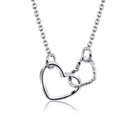 Rhodium Plated Hearts Necklaces SPE-815-RP