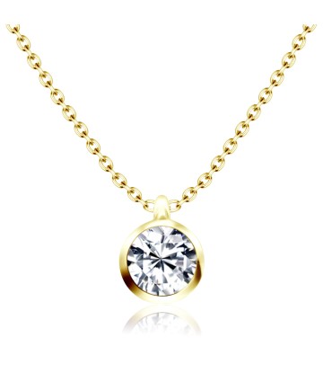 Gold Plated Necklace Silver Circle Stone SPE-81n-GP