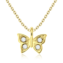 Gold Plated Necklace Silver Sweet Butterfly SPE-92-GP