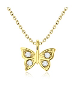 Gold Plated Necklace Silver Sweet Butterfly SPE-92-GP