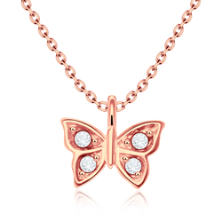Rose Gold Plated Necklace Silver Sweet Butterfly SPE-92-RO-GP