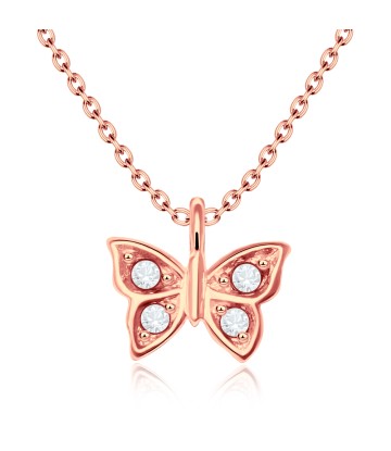 Rose Gold Plated Necklace Silver Sweet Butterfly SPE-92-RO-GP